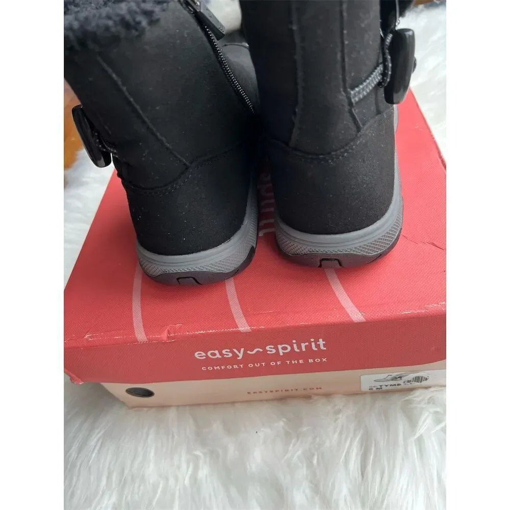 🆕 Easy Spirit Women's Black Ankle Snow Boots Size 6 Water Repellent